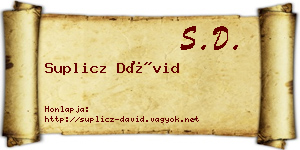 Suplicz Dávid névjegykártya